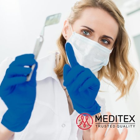 Meditex Meditex G5 (Case), Nitrile Exam Gloves, 4 mil Palm, Nitrile, Powder-Free, S, 1 PK, Dark Blue S